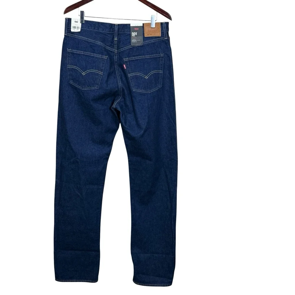 Levi's 501 Selvedge Denim Jeans Men's 32x36 Dark Indigo Straight Leg Button Fly